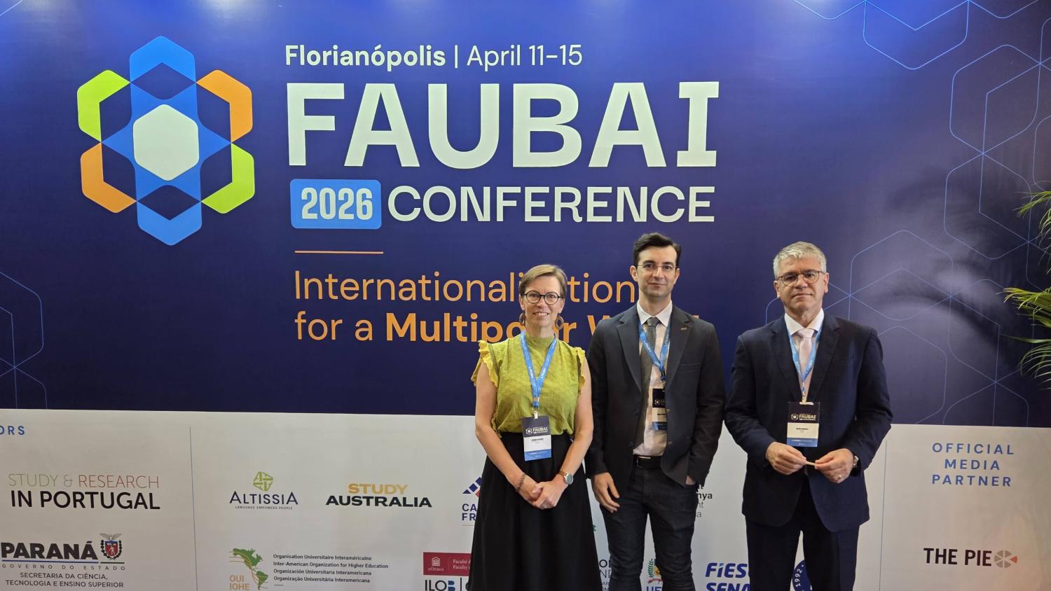 Together with Dr. Mahdi Pourakbari from Aalto University and Dr. Dalmo Mandelli from the Federal University of ABC, TFK-LAC Counsellor Johanna organized a roundtable at FAUBAI 2026 to discuss reciprocal cooperation and the development of future-oriented skills and competencies between Finland and Brazil. Photo: Johanna Kivimäki